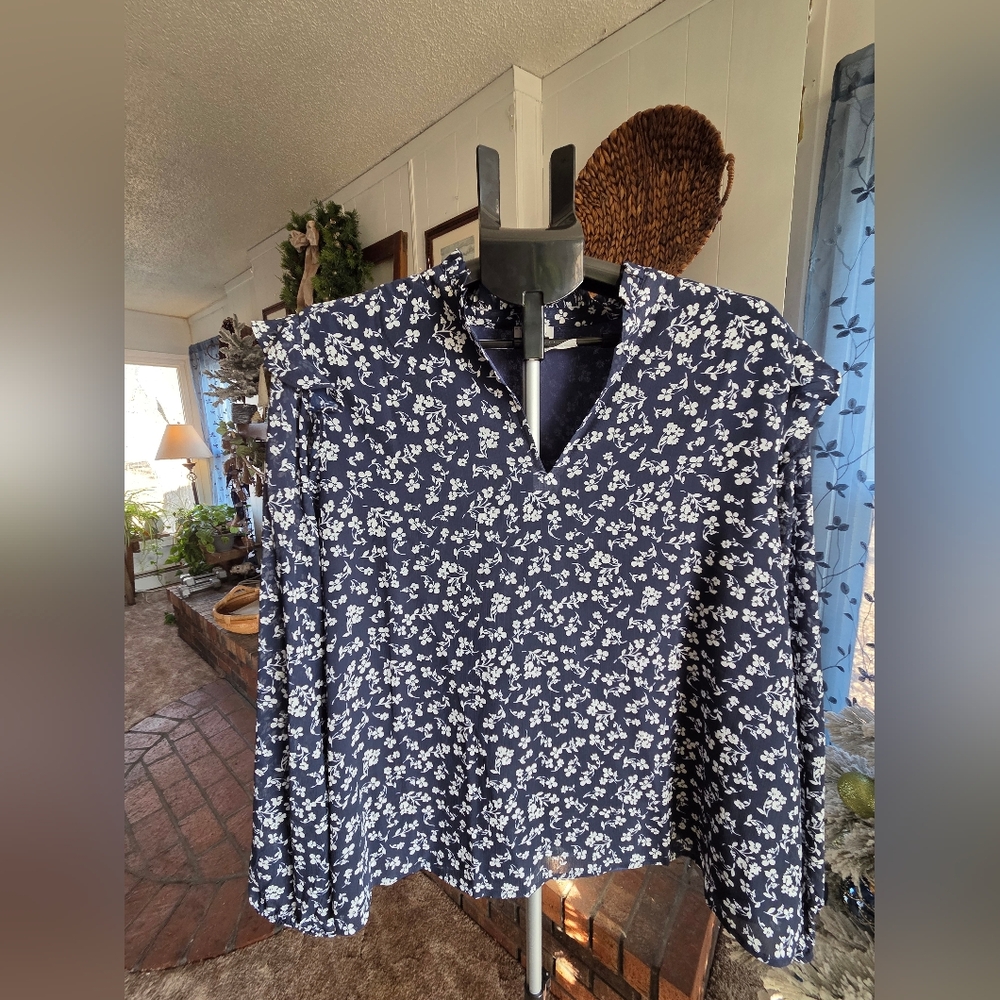J Crew Navy Floral Top